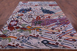 Ivory Tribal Moroccan Handmade Wool Rug - 8' 1" X 10' 2" - Golden Nile
