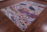 Ivory Tribal Moroccan Handmade Wool Rug - 8' 1" X 10' 2" - Golden Nile