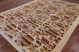 Ivory William Morris Rose Garden Hand Knotted Wool Area Rug - 9' 2" X 11' 10" - Golden Nile