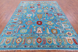 Blue Turkish Oushak Hand Knotted Wool Rug - 8' 1" X 10' 3" - Golden Nile