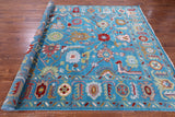 Blue Turkish Oushak Hand Knotted Wool Rug - 8' 1" X 10' 3" - Golden Nile