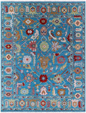 Blue Turkish Oushak Hand Knotted Wool Rug - 8' 1" X 10' 3" - Golden Nile