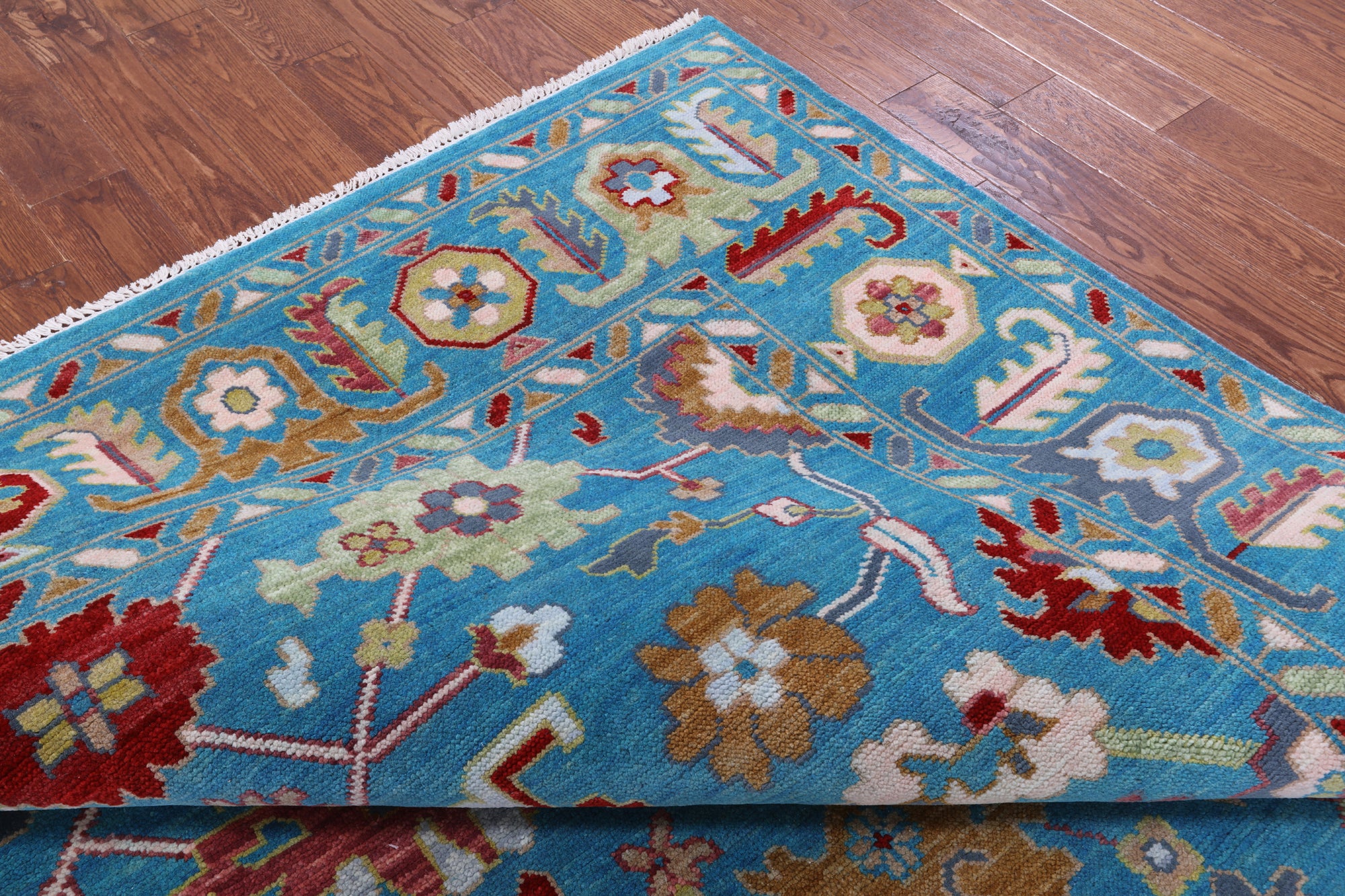 Blue Turkish Oushak Hand Knotted Wool Rug - 8' 1" X 10' 3" - Golden Nile