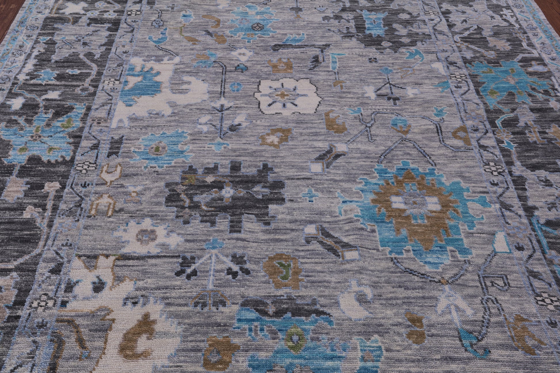 Grey Turkish Oushak Hand Knotted Wool Rug - 8' 0" X 9' 11" - Golden Nile