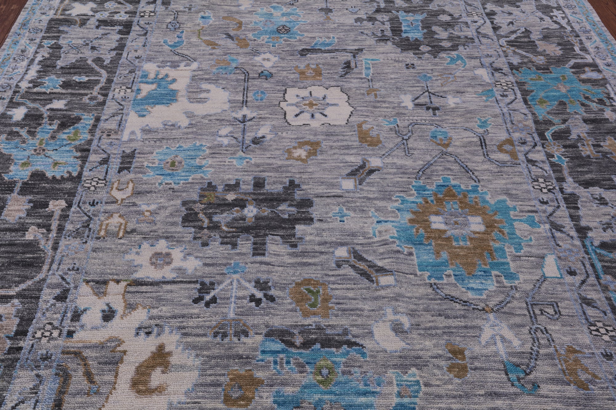 Grey Turkish Oushak Hand Knotted Wool Rug - 8' 0" X 9' 11" - Golden Nile