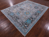 Grey Turkish Oushak Hand Knotted Wool Rug - 8' 0" X 9' 11" - Golden Nile