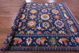 Blue Turkish Oushak Hand Knotted Wool Rug - 8' 0" X 10' 0" - Golden Nile