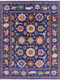 Blue Turkish Oushak Hand Knotted Wool Rug - 8' 0" X 10' 0" - Golden Nile