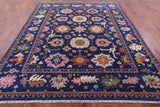 Blue Turkish Oushak Hand Knotted Wool Rug - 8' 0" X 10' 0" - Golden Nile