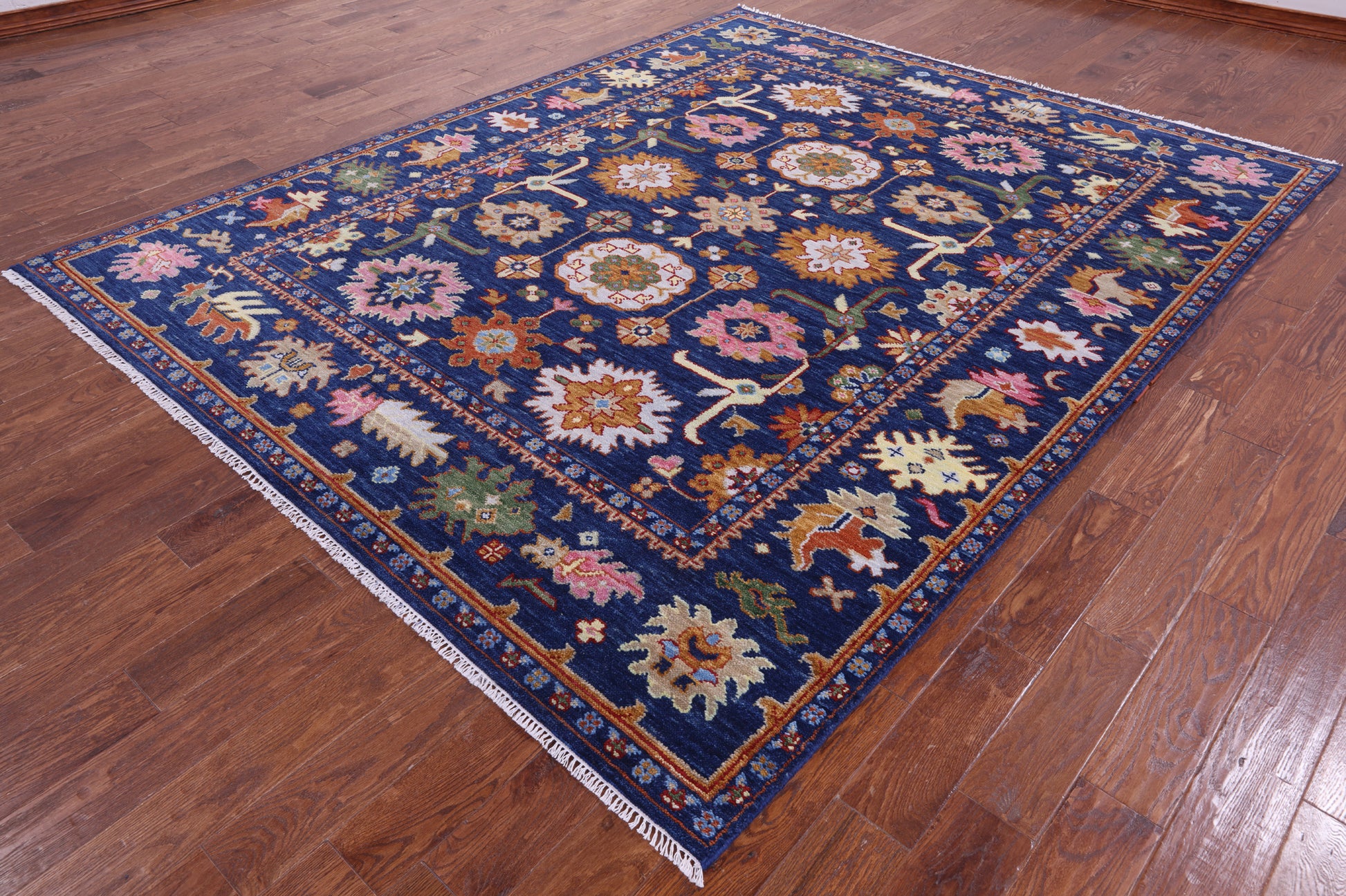 Blue Turkish Oushak Hand Knotted Wool Rug - 8' 0" X 10' 0" - Golden Nile