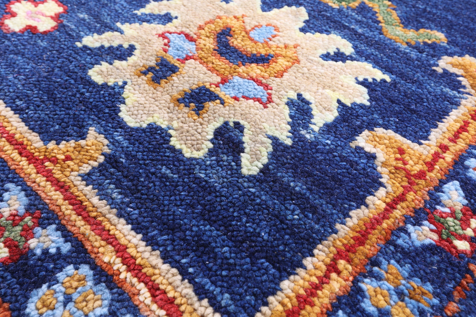 Blue Turkish Oushak Hand Knotted Wool Rug - 8' 0" X 10' 0" - Golden Nile