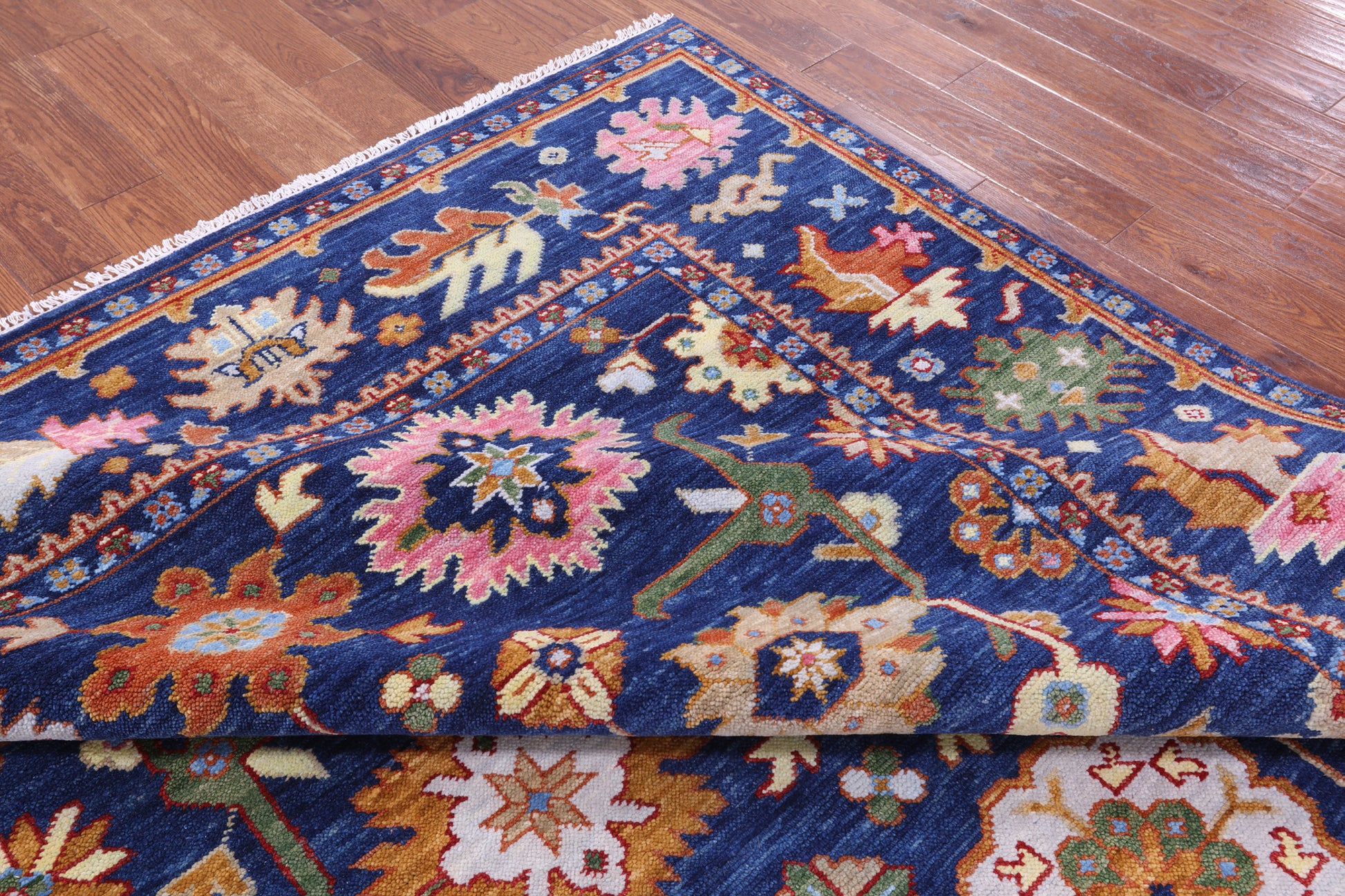 Blue Turkish Oushak Hand Knotted Wool Rug - 8' 0" X 10' 0" - Golden Nile