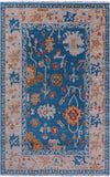 Blue Turkish Oushak Hand Knotted Wool Rug - 5' 1" X 8' 0" - Golden Nile