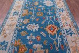 Blue Turkish Oushak Hand Knotted Wool Rug - 5' 1" X 8' 0" - Golden Nile
