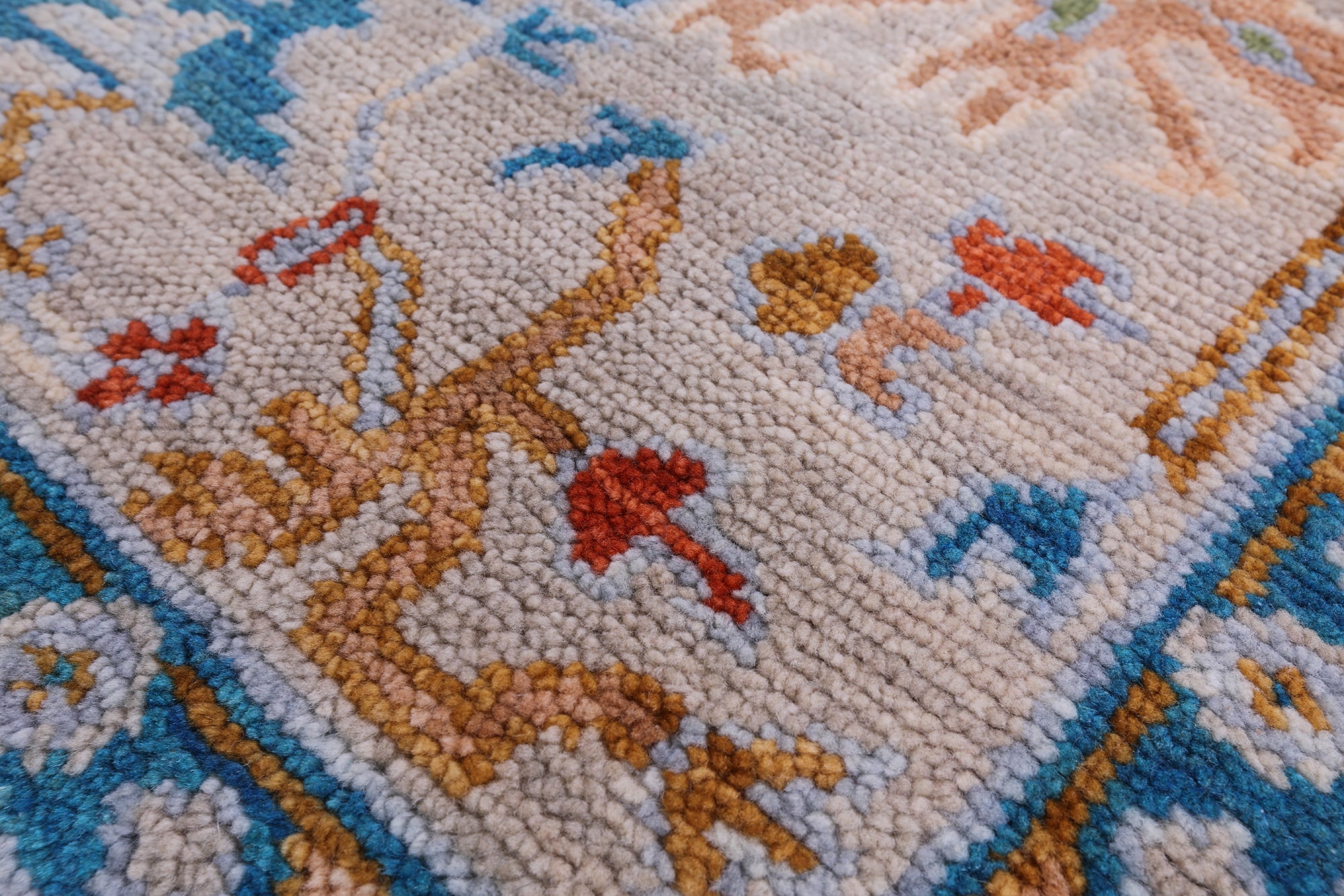 Blue Turkish Oushak Hand Knotted Wool Rug - 5' 1" X 8' 0" - Golden Nile