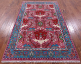 Pink Turkish Oushak Hand Knotted Wool Rug - 5' 0" X 7' 11" - Golden Nile