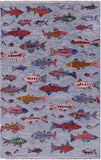 Fish Design Persian Gabbeh Hand Knotted Wool Rug - 5' 1" X 8' 0" - Golden Nile