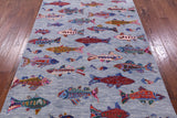 Fish Design Persian Gabbeh Hand Knotted Wool Rug - 5' 1" X 8' 0" - Golden Nile