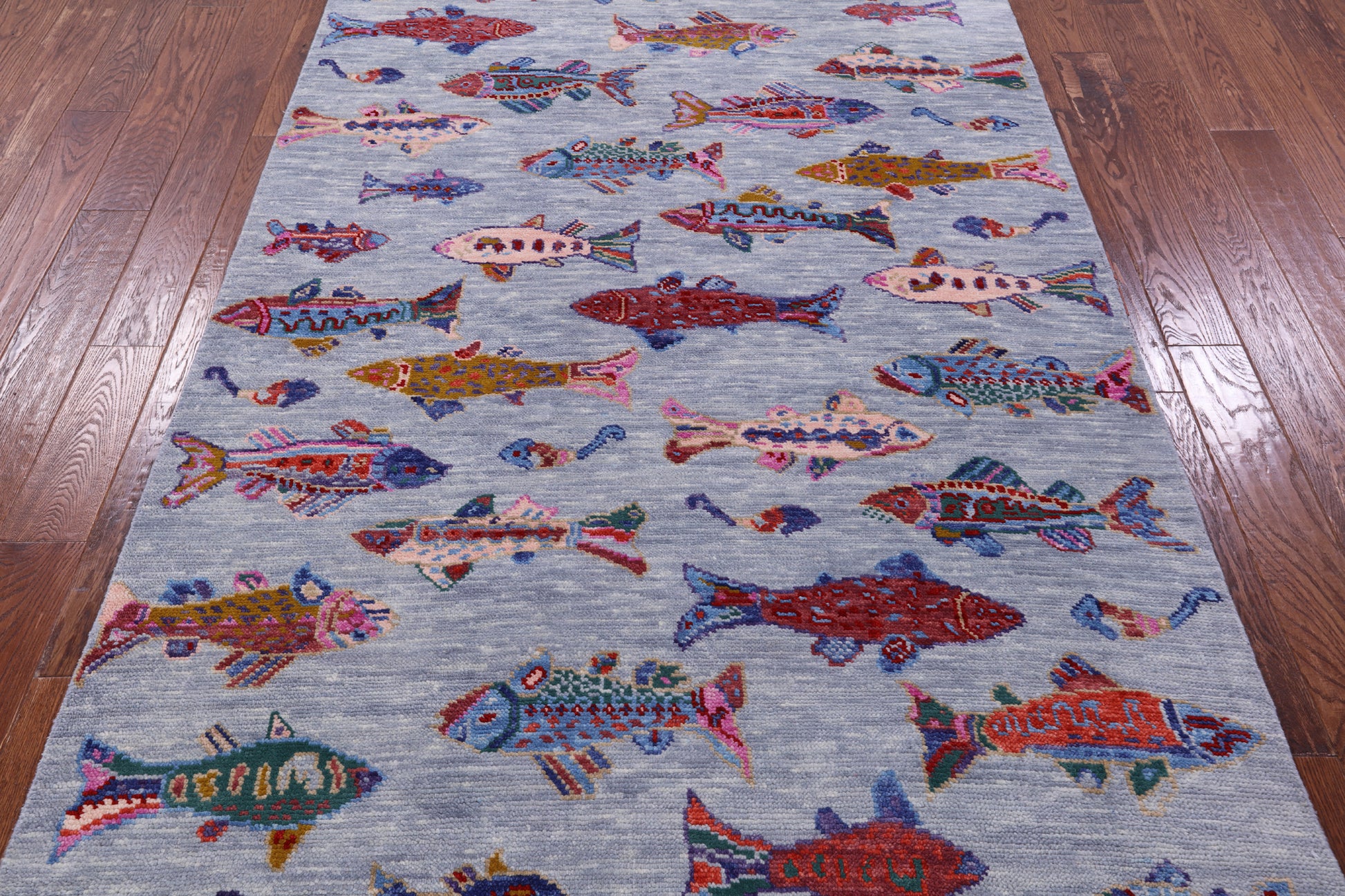 Fish Design Persian Gabbeh Hand Knotted Wool Rug - 5' 1" X 8' 0" - Golden Nile