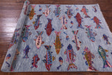 Fish Design Persian Gabbeh Hand Knotted Wool Rug - 5' 1" X 8' 0" - Golden Nile
