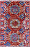 Geometric Persian Mamluk Hand Knotted Wool Rug - 4' 0" X 6' 2" - Golden Nile