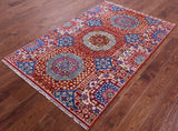 Geometric Persian Mamluk Hand Knotted Wool Rug - 4' 0" X 6' 2" - Golden Nile