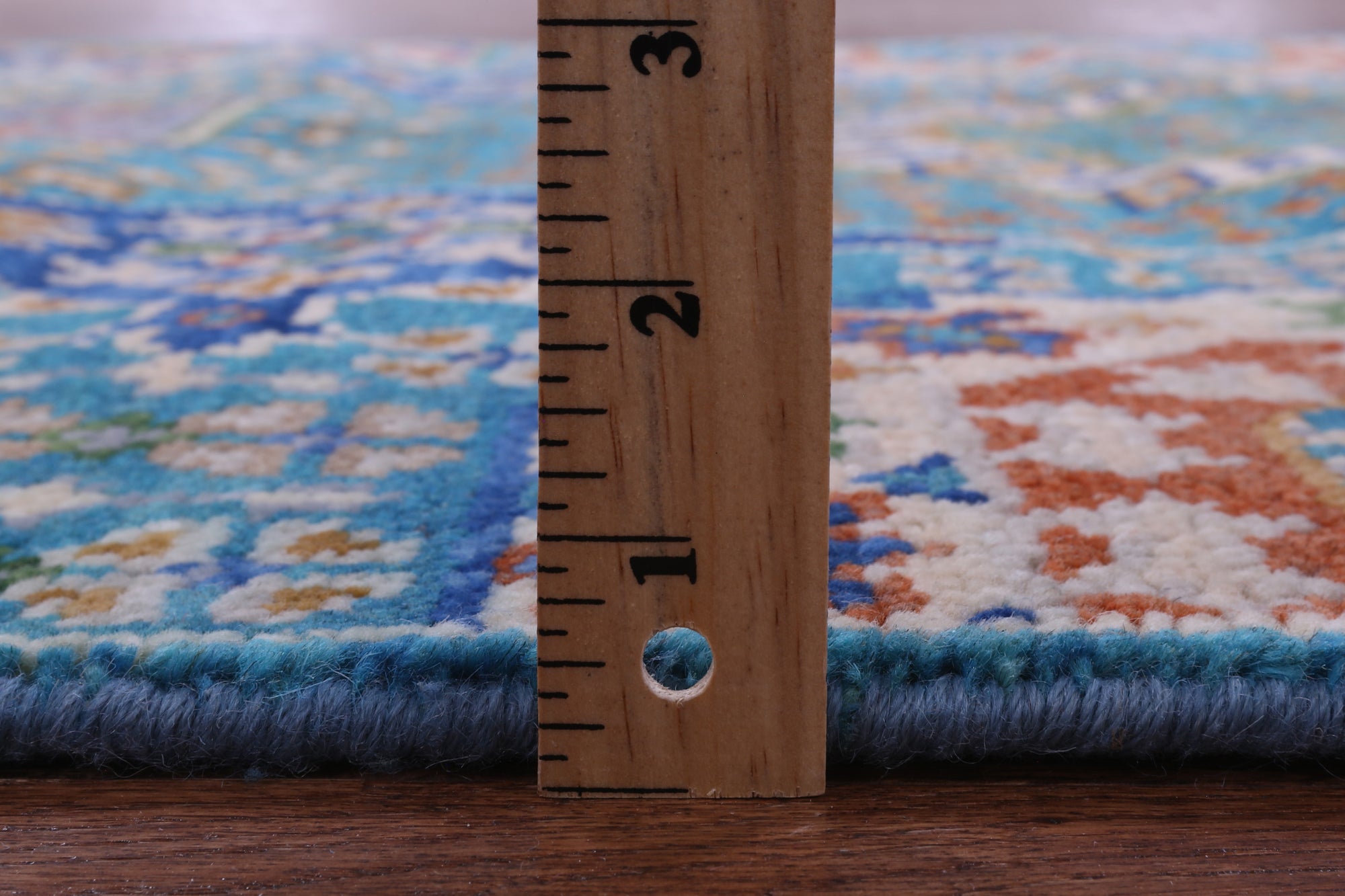 Blue Geometric Persian Mamluk Hand Knotted Wool Rug - 4' 0" X 6' 3" - Golden Nile