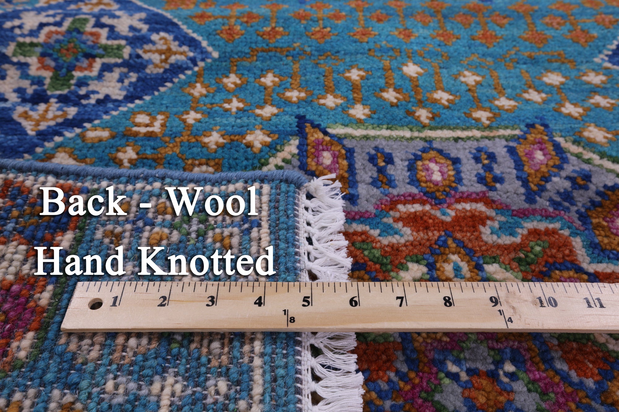 Blue Geometric Persian Mamluk Hand Knotted Wool Rug - 4' 0" X 6' 3" - Golden Nile