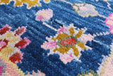 Blue Turkish Oushak Hand Knotted Wool Runner Rug - 2' 6" X 12' 0" - Golden Nile