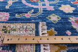 Blue Turkish Oushak Hand Knotted Wool Runner Rug - 2' 6" X 12' 0" - Golden Nile