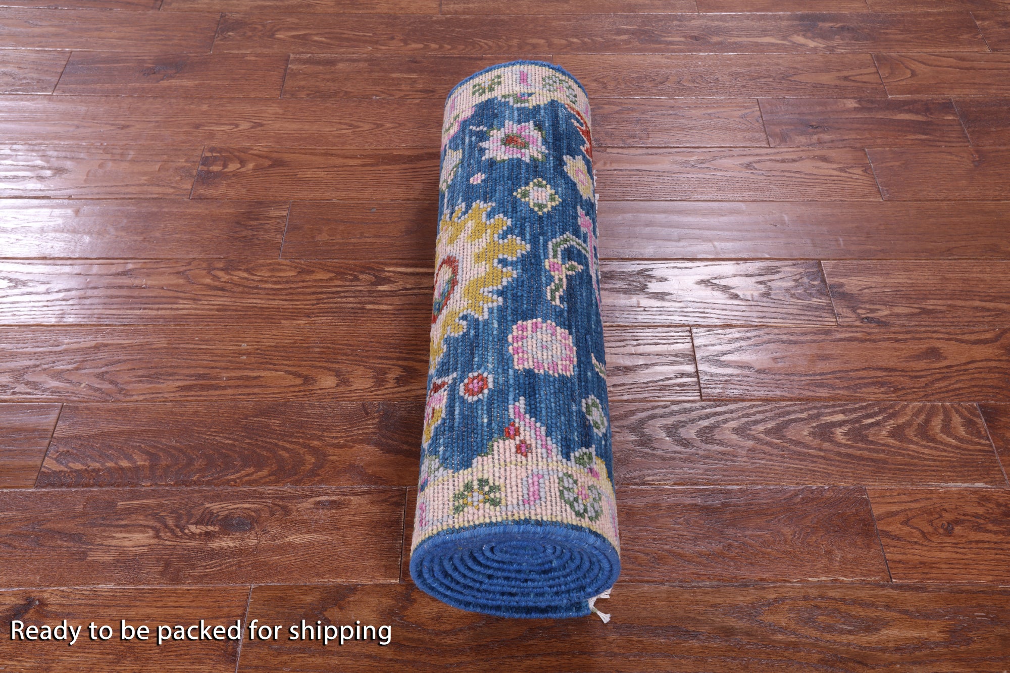 Blue Turkish Oushak Hand Knotted Wool Runner Rug - 2' 6" X 12' 0" - Golden Nile
