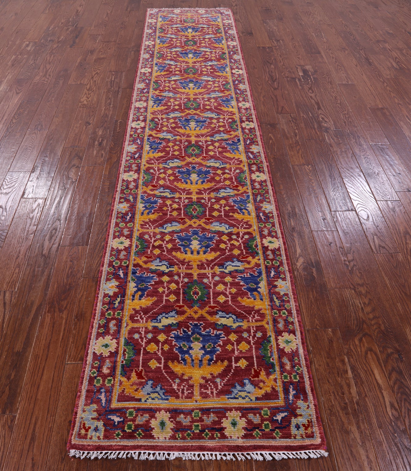 Turkish Oushak Hand Knotted Wool Runner Rug - 2' 8" X 12' 6" - Golden Nile
