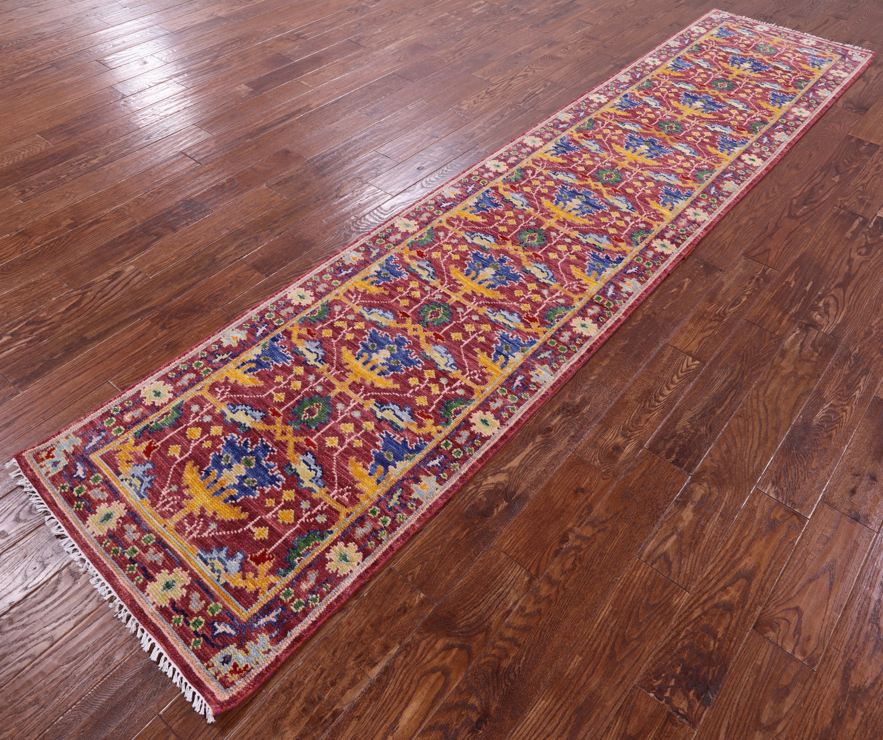 Turkish Oushak Hand Knotted Wool Runner Rug - 2' 8" X 12' 6" - Golden Nile