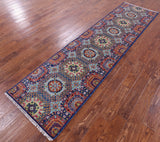 Geometric Persian Mamluk Hand Knotted Wool Runner Rug - 2' 7" X 10' 0" - Golden Nile