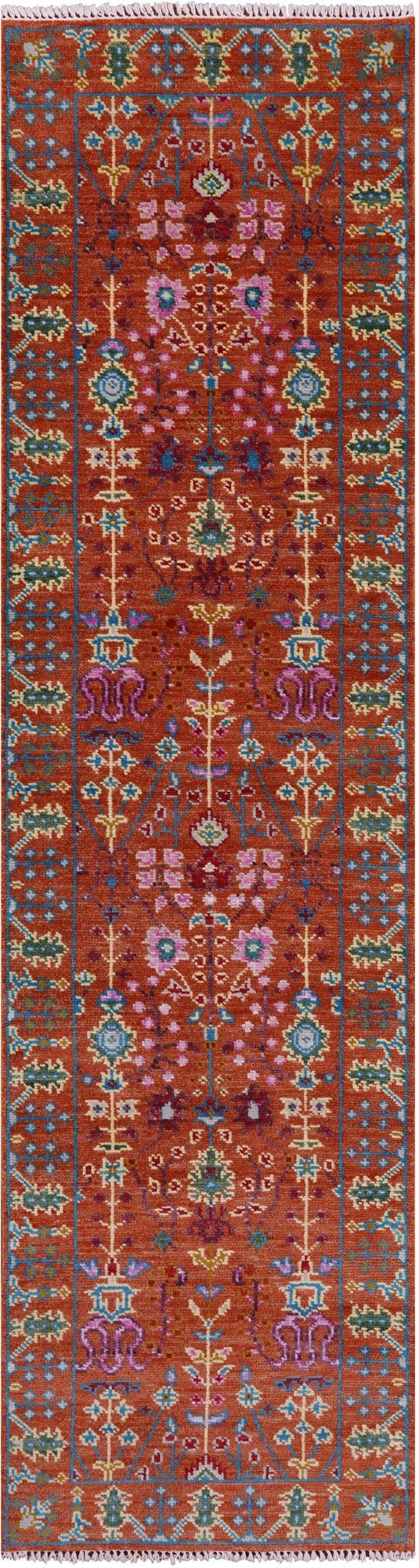 Turkish Oushak Hand Knotted Wool Runner Rug - 2' 7" X 10' 0" - Golden Nile