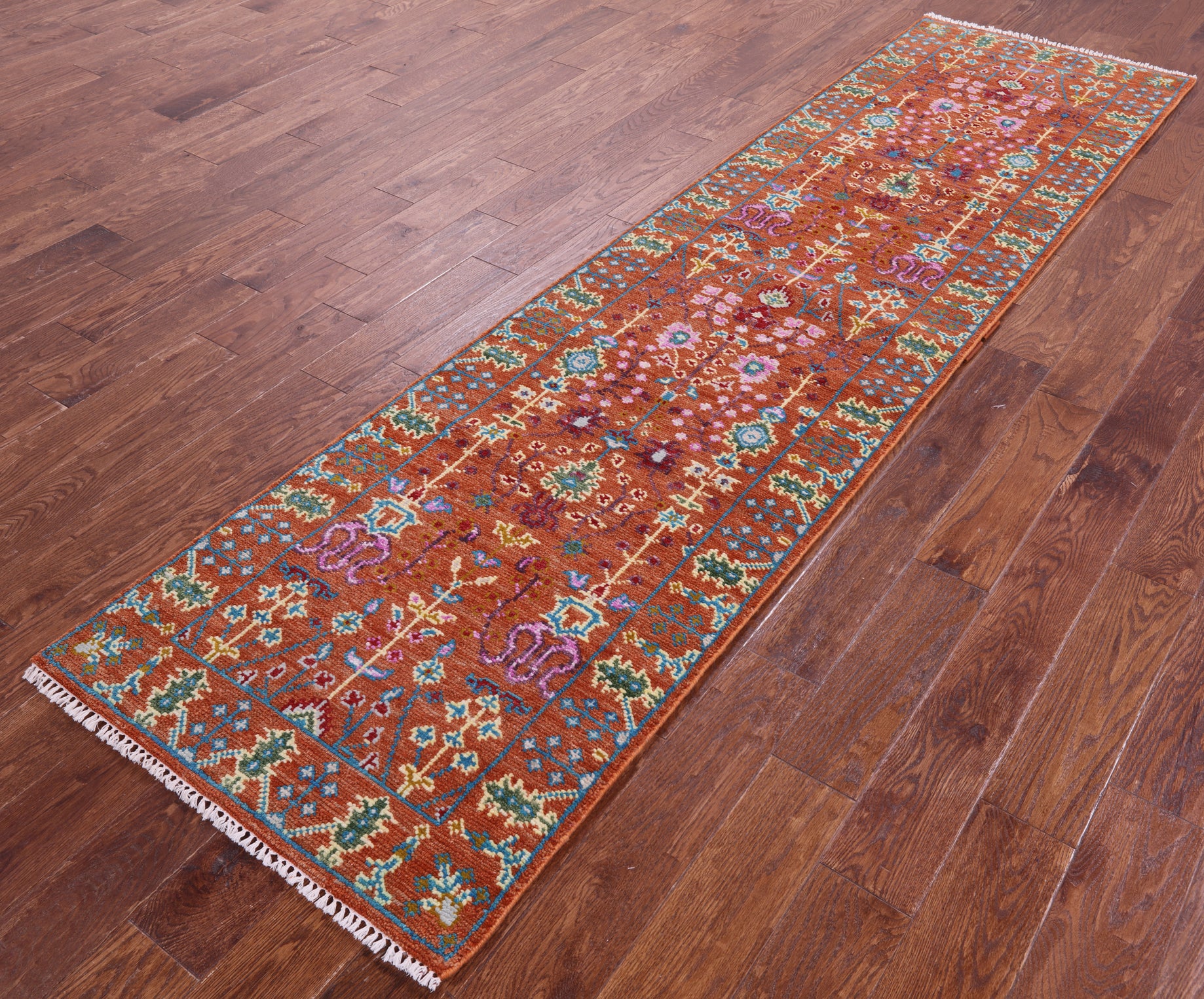 Turkish Oushak Hand Knotted Wool Runner Rug - 2' 7" X 10' 0" - Golden Nile