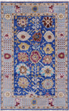 Blue Turkish Oushak Hand Knotted Wool Rug - 4' 1" X 6' 6" - Golden Nile