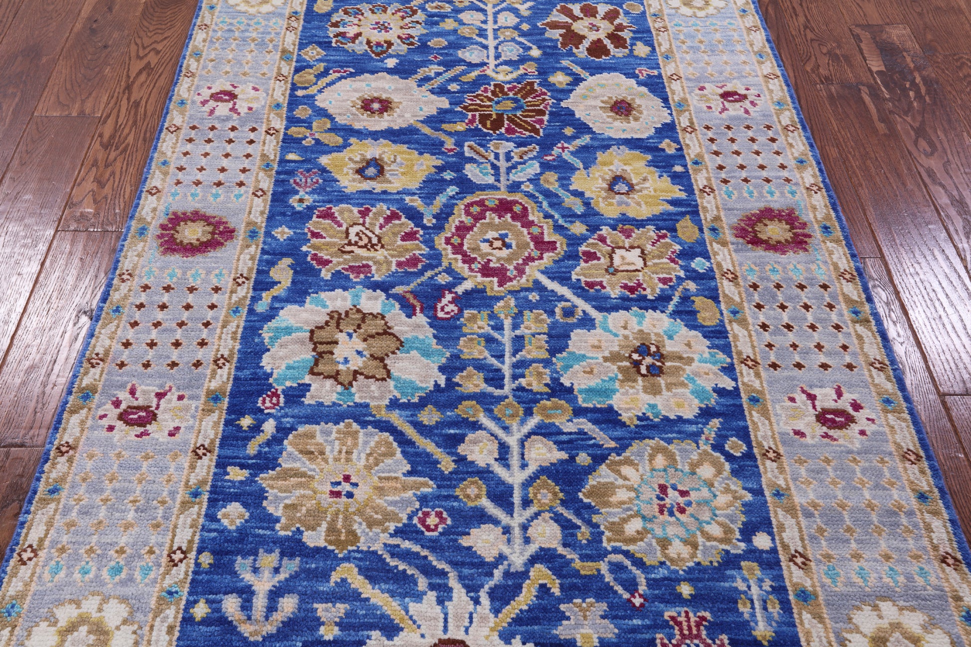 Blue Turkish Oushak Hand Knotted Wool Rug - 4' 1" X 6' 6" - Golden Nile