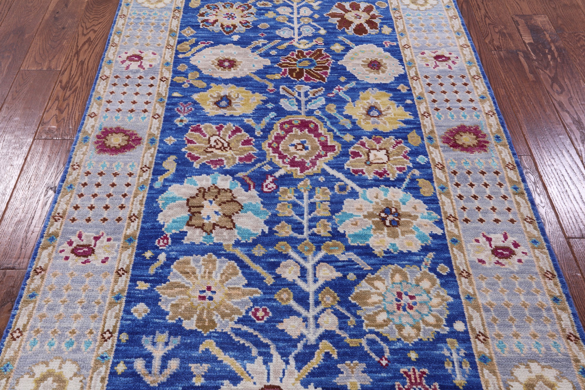 Blue Turkish Oushak Hand Knotted Wool Rug - 4' 1" X 6' 6" - Golden Nile