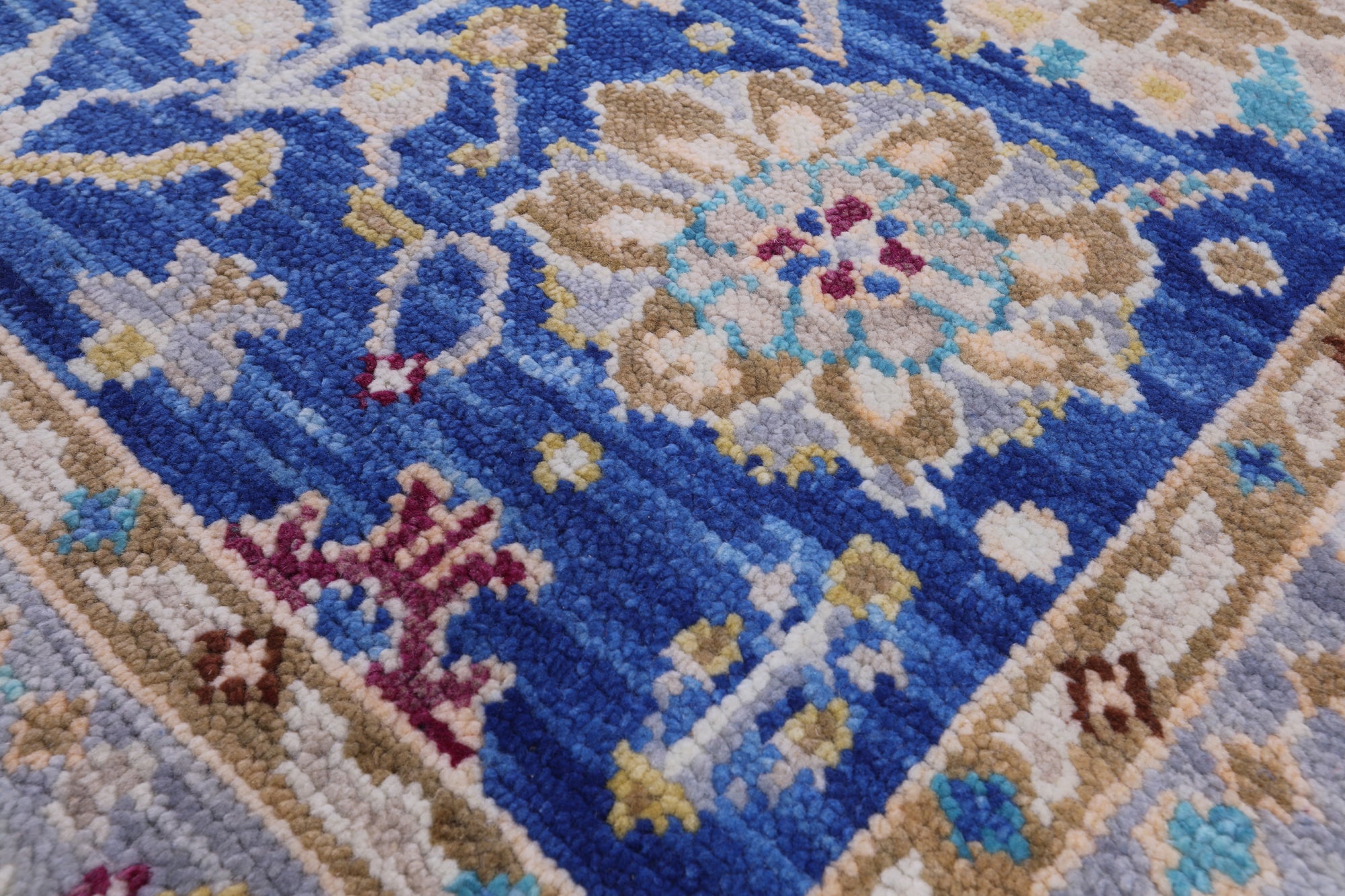 Blue Turkish Oushak Hand Knotted Wool Rug - 4' 1" X 6' 6" - Golden Nile