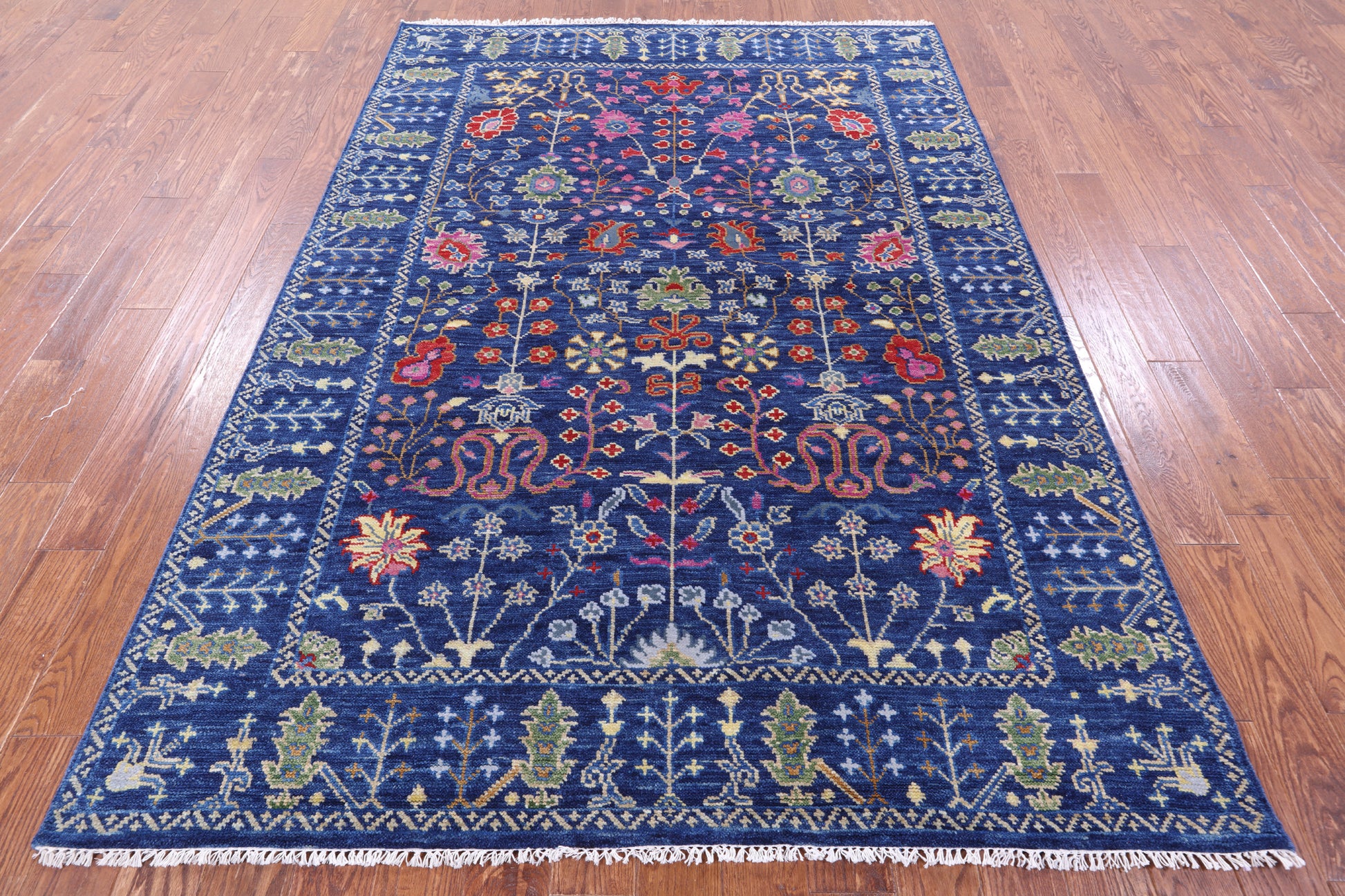 Blue Turkish Oushak Hand Knotted Wool Rug - 6' 2" X 8' 9" - Golden Nile