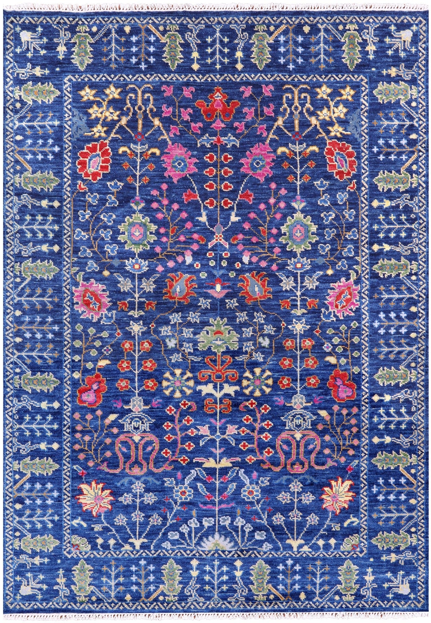 Blue Turkish Oushak Hand Knotted Wool Rug - 6' 2" X 8' 9" - Golden Nile