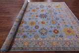 Blue Turkish Oushak Handmade Wool Rug - 9' 1" X 11' 10" - Golden Nile