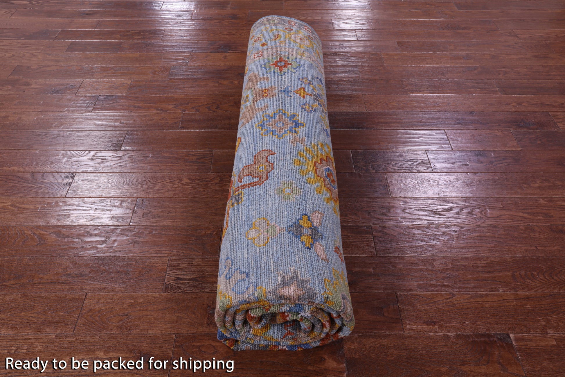 Blue Turkish Oushak Handmade Wool Rug - 9' 1" X 11' 10" - Golden Nile