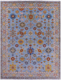 Blue Turkish Oushak Handmade Wool Rug - 9' 1" X 11' 10" - Golden Nile