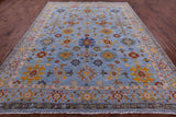 Blue Turkish Oushak Handmade Wool Rug - 9' 1" X 11' 10" - Golden Nile