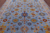 Blue Turkish Oushak Handmade Wool Rug - 9' 1" X 11' 10" - Golden Nile