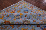 Blue Turkish Oushak Handmade Wool Rug - 9' 1" X 11' 10" - Golden Nile