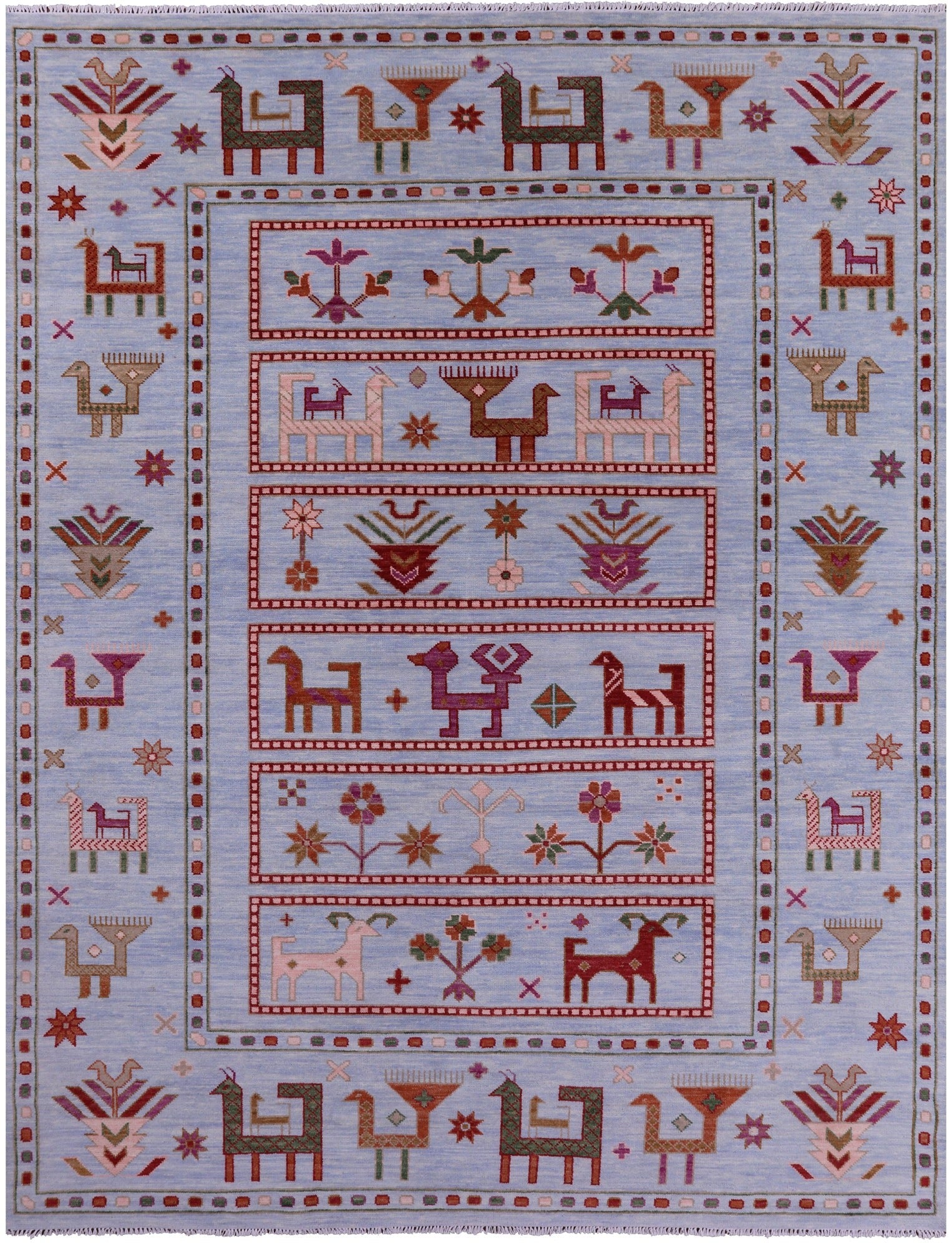 Blue Tribal Persian Gabbeh Handmade Wool Rug - 9' 2" X 12' 3" - Golden Nile