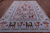 Blue Tribal Persian Gabbeh Handmade Wool Rug - 9' 2" X 12' 3" - Golden Nile